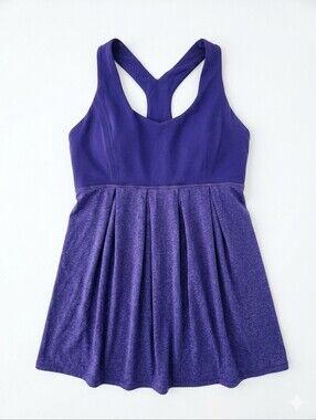 Lululemon Run Your Heart Out Tank Top Purple Heathered Pleated Size 8